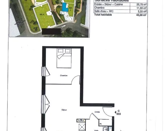 Appartement 2 pièces 43 m²