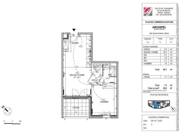 Appartement 2 pièces 46 m²