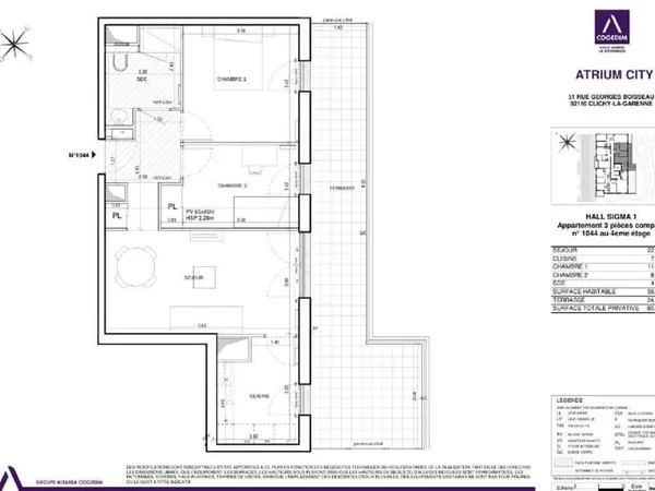 Appartement 3 pièces 55 m²