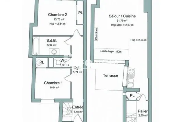 Appartement 3 pièces 72 m²