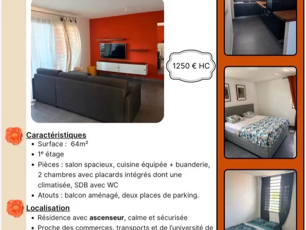 Location appartement T3 meublé