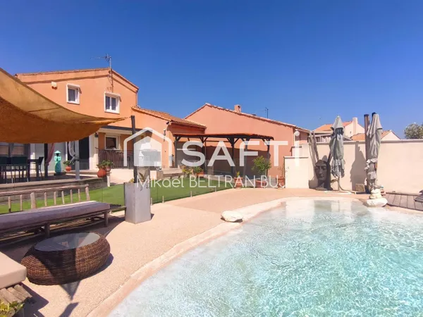 BALARUC-LES-BAINS - Villa de charme aux volumes généreux, piscine lagon et appartement indépendant