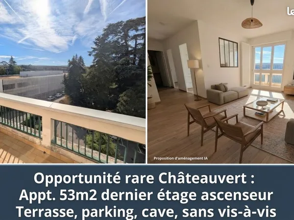 VALENCE - CHÂTEAUVERT | Appartement 53 m² entièrement rénové - Dernier étage avec ascenseur, terrass