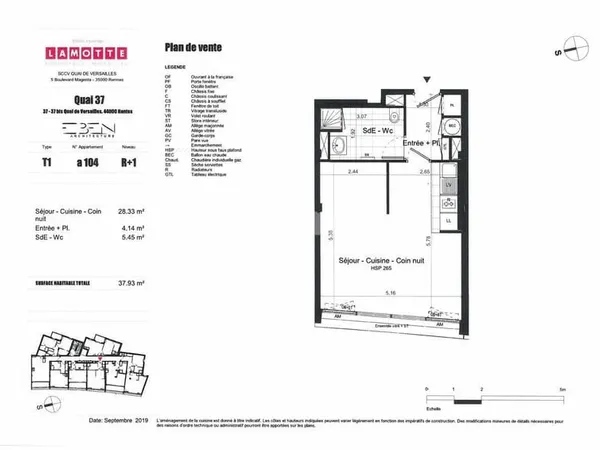 Appartement 1 pièce 38 m²