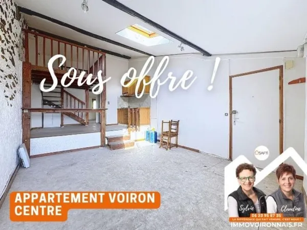 Dernier étage à Voiron centre, T2 de 52 m² exposé Sud, à rénover