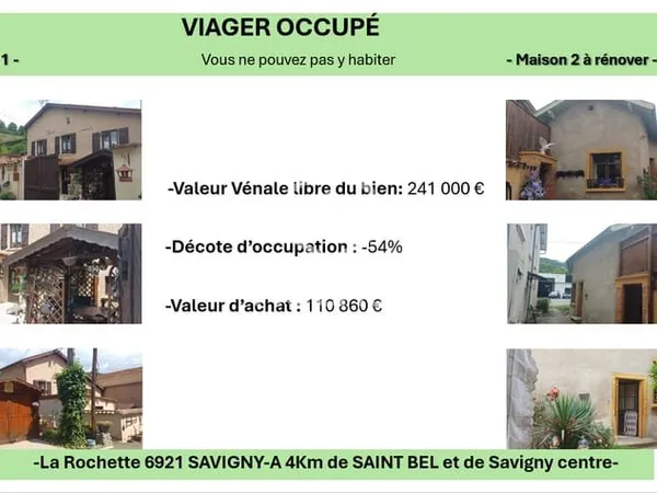 VIAGER OCCUPÉ - 2 MAISONS INDIVIDUELLES INDEPENDANTES- TERRASSES - GARAGE - CAVE