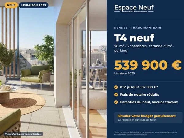 RENNES THABOR/ANTRAIN (ADORATION) T4 avec BALCON et Parking