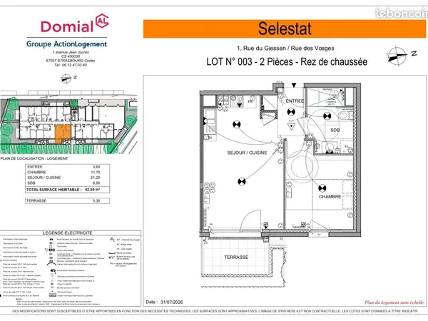 Appartement 2 pièces 45 m²