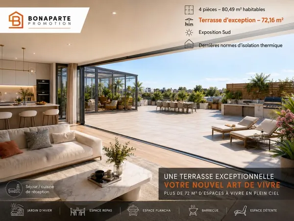 retour a la vente !!!4 pieces ETAGE avec terrasse de 77m² plein sud