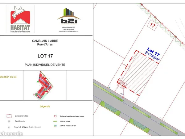 Terrain 441 m² Camblain L Abbe