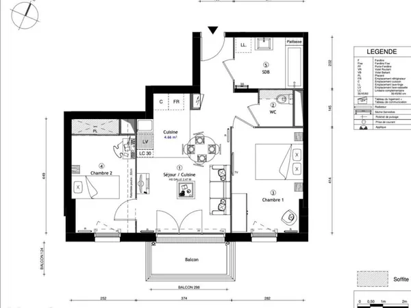 Appartement 3 pièces 53 m²