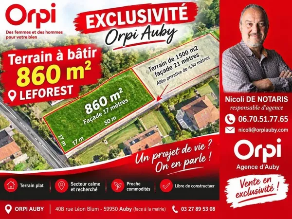 Terrain 850 m²