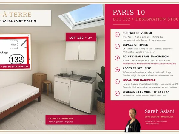 75010 PARIS - CHAMBRE 7m2 - CANAL SAINT-MARTIN / COLONEL FABIEN / HÔPITAL SAINT-LOUIS