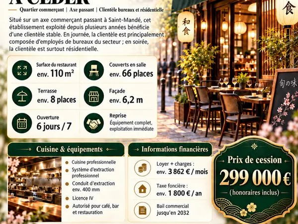 Restaurant 110 m² Saint-Mandé