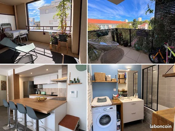 MONTPELLIER quartier Méditerranée - T3 traversant de 62m2, 2 terrasses, garage fermé, DPE A