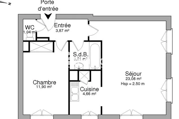 Appartement 2 pièces 48 m²