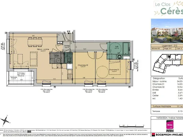 Appartement 3 pièces 77 m²