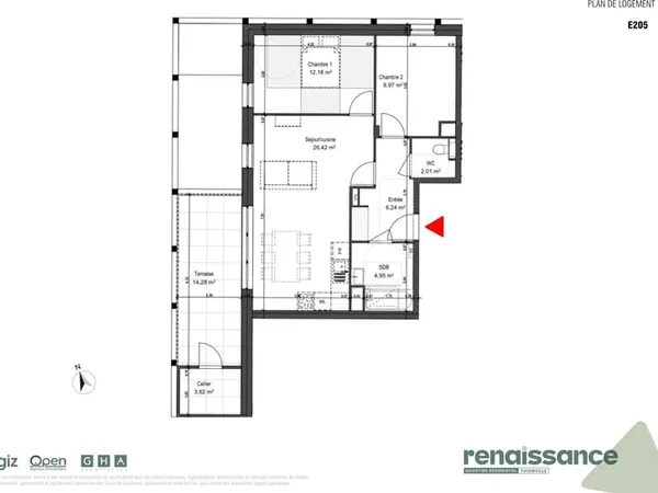 Résidence RENAISSANCE Appartement F3 neuf Lot E205