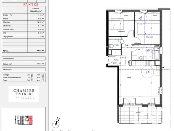 Appartement 3 pièces 66 m²