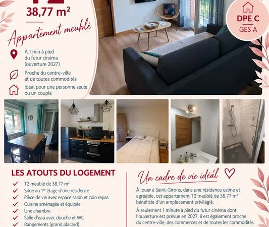 Appt T2 meublé au 1er étage