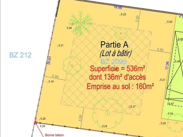 Terrain à bâtir 536 m² - 160 m² d'emprise - Piscinable