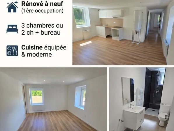Bel appartement rénové de 65 m² - 2 chambres + bureau - Cours