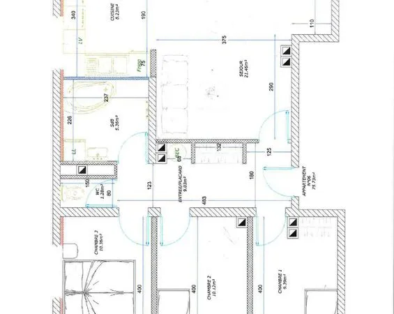 Appartement 4 pièces 76 m²