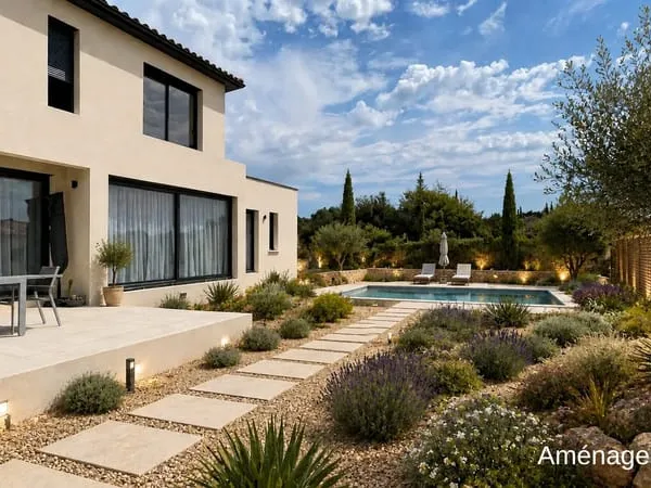 Villa contemporaine récente aux beaux volumes à 7 km d'Uzès