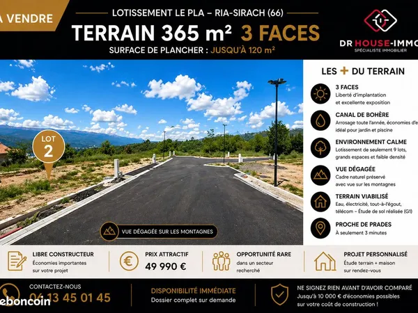 Terrain 365 m² ria sirach