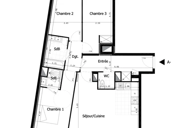 APPARTEMENT FAMILIAL - TERRASSE - 95 M2 - 4 PIECES - 3 CHAMBRES