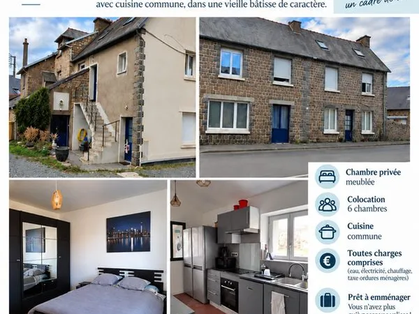 Chambre meublée en colocation - Toutes charges comprises - Saint-Brieuc quartier Cesson