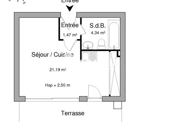 Appartement 1 pièce 27 m²