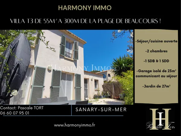 A vendre- A 300m de la plage! Maison T3 plus garage à Sanary