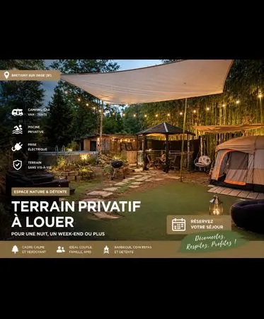 Terrain privé à louer - piscine • nature • détente • camping
