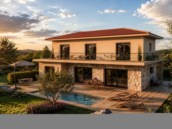Pianottoli-Caldarello - Terrain à bâtir avec projet de villa 5 pièces de 150 m² et piscine