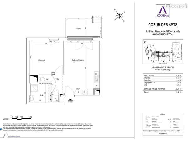 Appartement 2 pièces 42 m²
