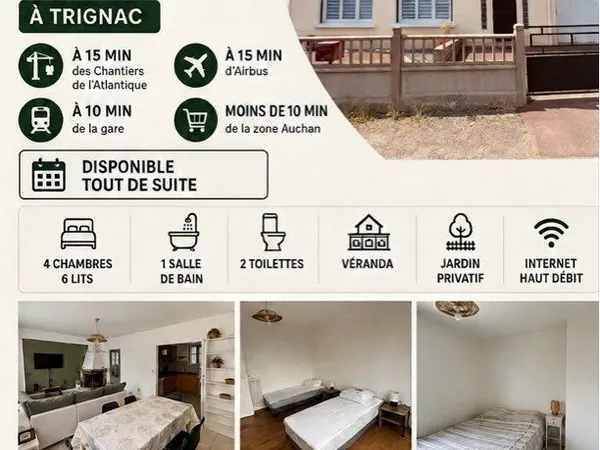 Maison meublée - 4 chambres - 6 lits