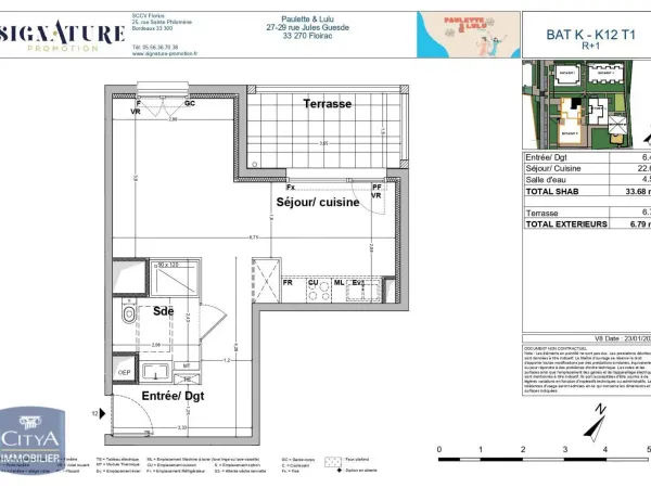 Studio 1 pièce 34 m²