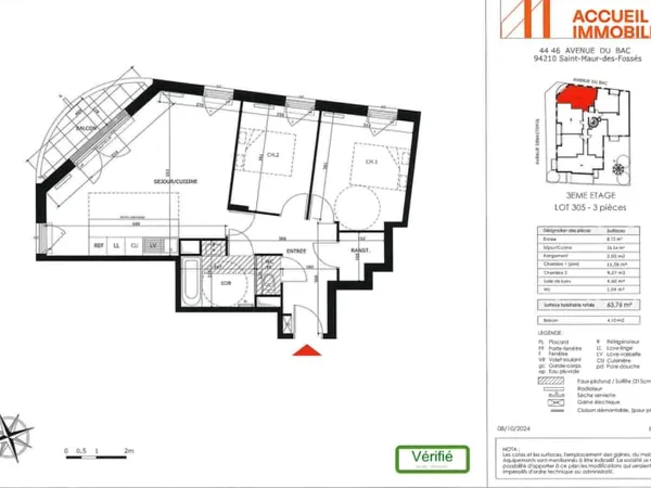 Appartement 3 pièces 64 m²