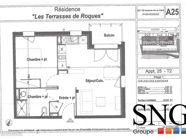 Appartement 2 pièces 42 m²