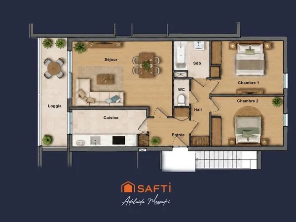 Archet, 3 pièces avec terrasse plein sud dans résidence avec piscine