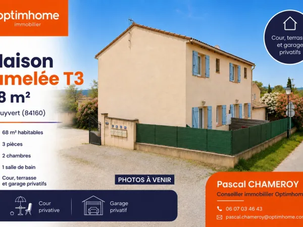 PUYVERT (84) | Maison jumelée T3 de 67 M² avec cour, terrasse et garage privatifs