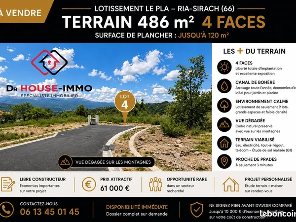Terrain 486 m² ria sirach