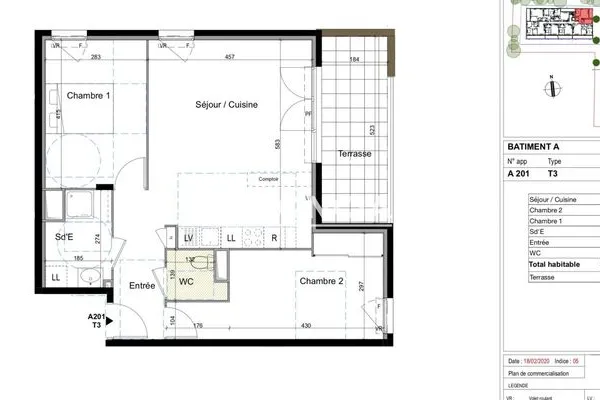 Appartement 3 pièces 63 m²