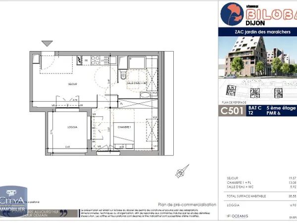 Appartement 2 pièces 38 m²