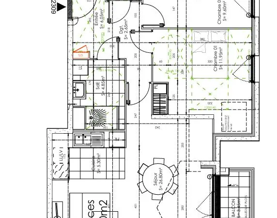 Appartement 3 pièces 69 m²
