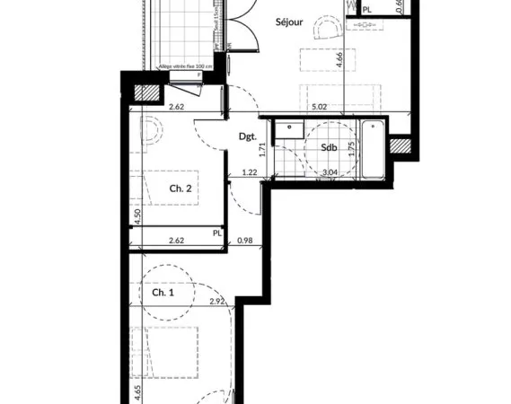 Appartement 3 pièces 66 m²