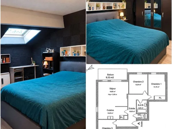 Exclusivité-T4 81m2 avec balcon 9m2-garage-parking