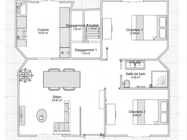 Saint renan Appartement T3 traversant et lumineux à deux pas du centre ville