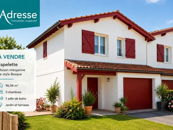 Maison mitoyenne T4 avec jardin et garage